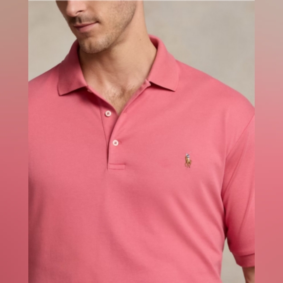 Polo Ralph Lauren Classic Fit Soft Pima Interlock Polo Top Pink L - Picture 1 of 6